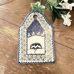 Polish Pottery Boleslawiec Cutting Board Cheese Board Trivet Holly‎ Leaf